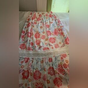 Floral Print Skirt with Lace Detail
